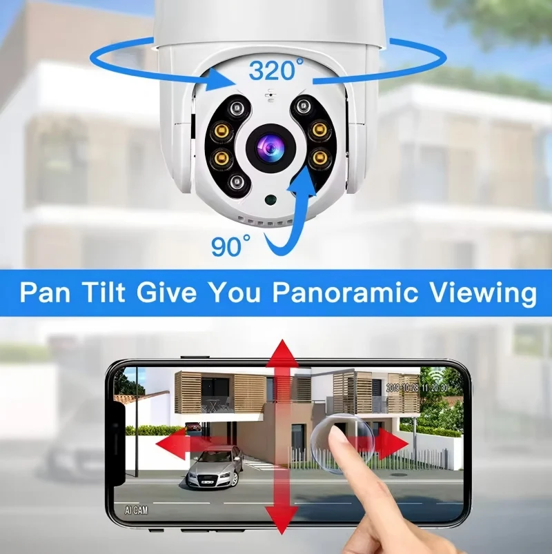 WiFi Security Camera with Visual Alarm Color Night Vision Wireless Outdoor Indoor Wall Mount Motion Detection Home Surveillance