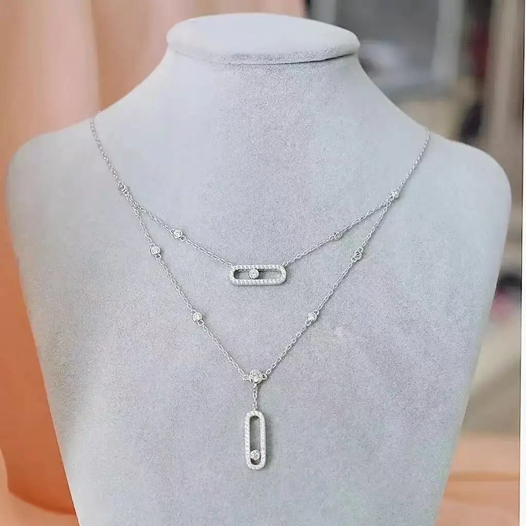 

French style Premium feel s925 Women's Single Diamonds Slide Necklace Jewelry Fashion Versatile Necklace Festival Party Gifts