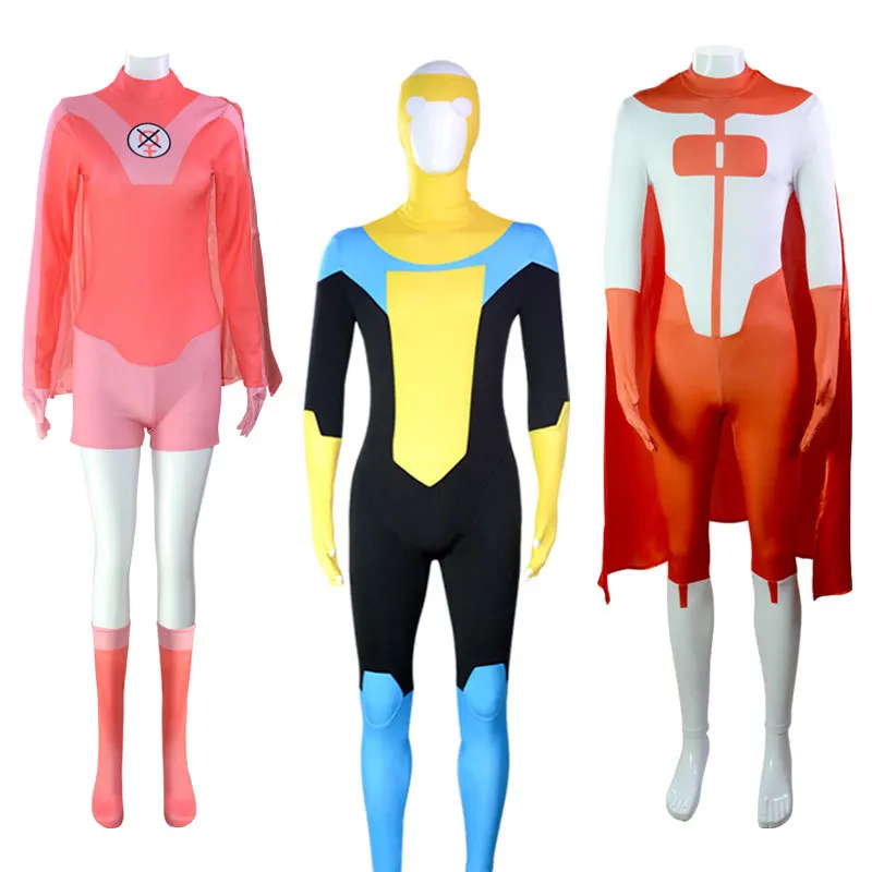 Anime Superhero Series Invincible  Adults Children Cape Jumpsuit Cosplay Mark Nolan Debbie Halloween Carnival Costume