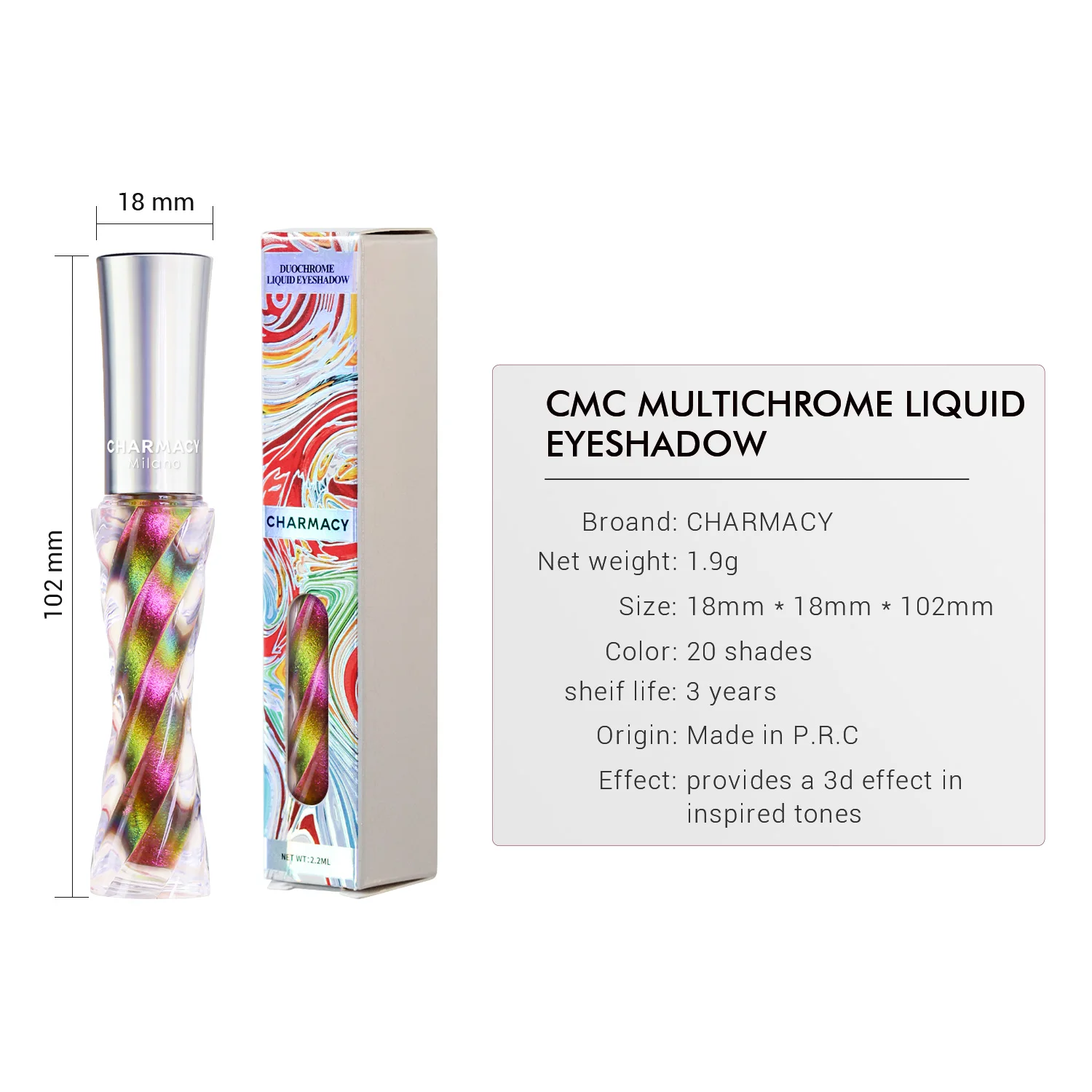 CHARMACY Multichrome Liquid Eyeshadow Long Lasting Matte Metal Diamond Shiny Eyeliner Pen Shimmer and Shine Makeup Pigment