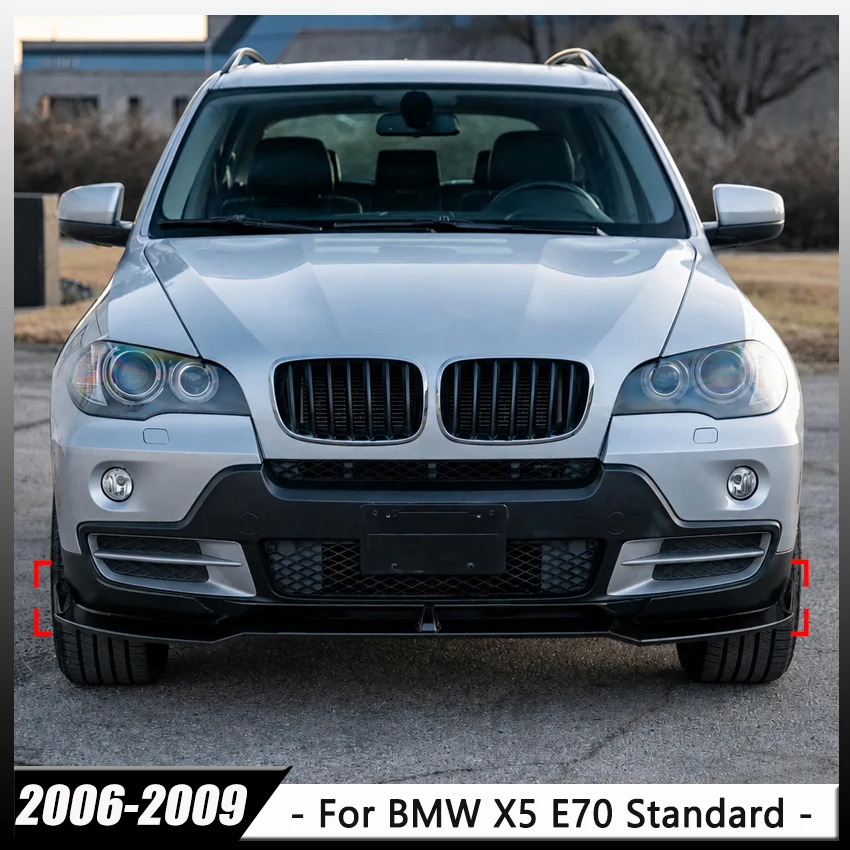 For BMW X5 E70 Standard 2006 2007 2008 2009 Gloss Black 3PCS Car Front Lip Bumper Spoiler Auto Tuning Accessories