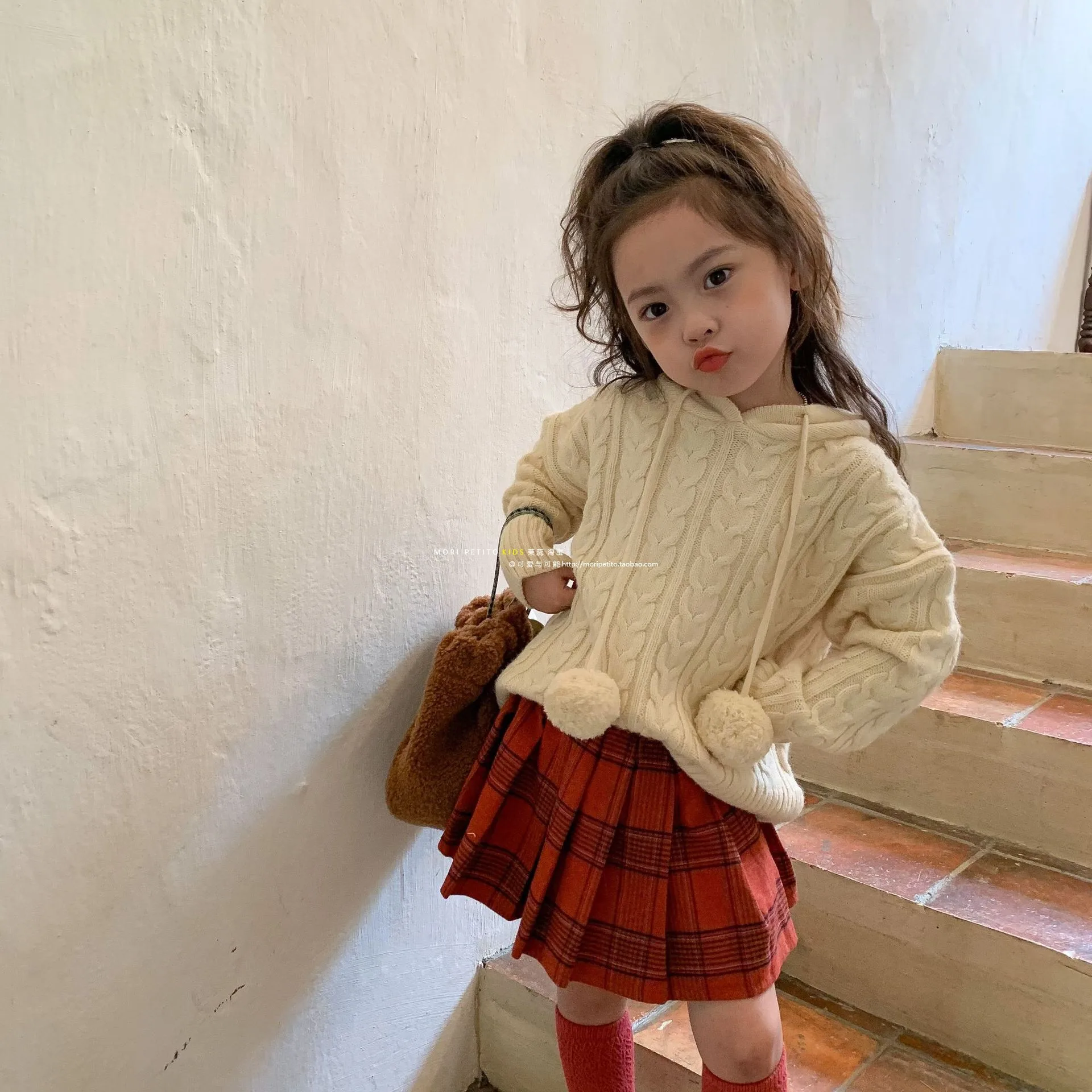 

Girls Suits Children 2024 New Autumn Collection Sweater Top and Red Skirt Two-piece Set Clothes Korean Simple Style Fashion Suit