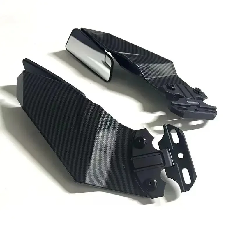 

For Honda Kawasaki Suzuki BMW Yamaha Pair of Adjustable Side Spoiler Fairing Carbon Fiber Style with Rearview Mirrors