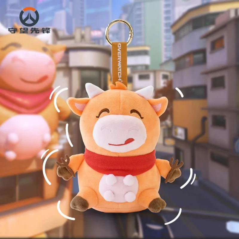 Blizzard Official Busan Plush Cow Keychain Soft Stuffed Pendant Portable Bag Charm For Game Fans And Collectors