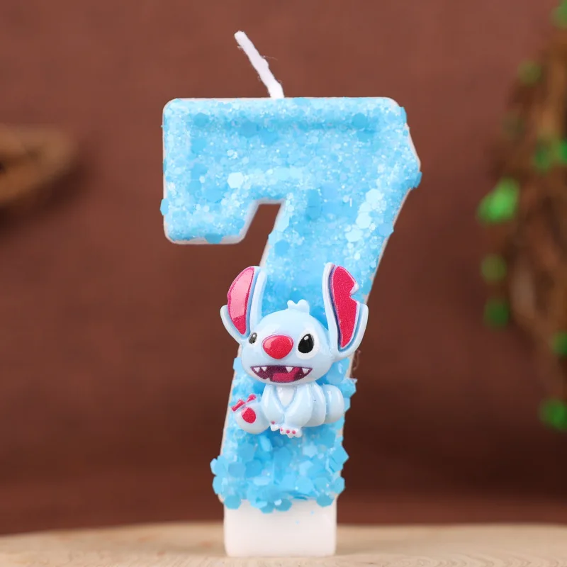 شمعة عيد ميلاد رقمية كرتونية زرقاء اللون لتزيين كعكة عيد الميلاد وأعياد الميلاد شمعة مصنوعة يدويًا