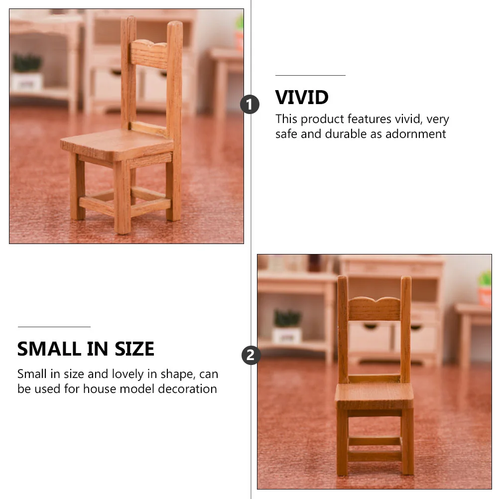 2 Pcs Chair Ornament Mini Furniture Chairs Miniature Crafts Wooden Models Decor Armchair Individual
