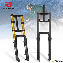 BOLANY Double Shoulder Snow Front Fork 20*4.0inch / 26*4.0 inch MTB Fork 130mm Travel Air Supension Bike Fork E-bike Fork