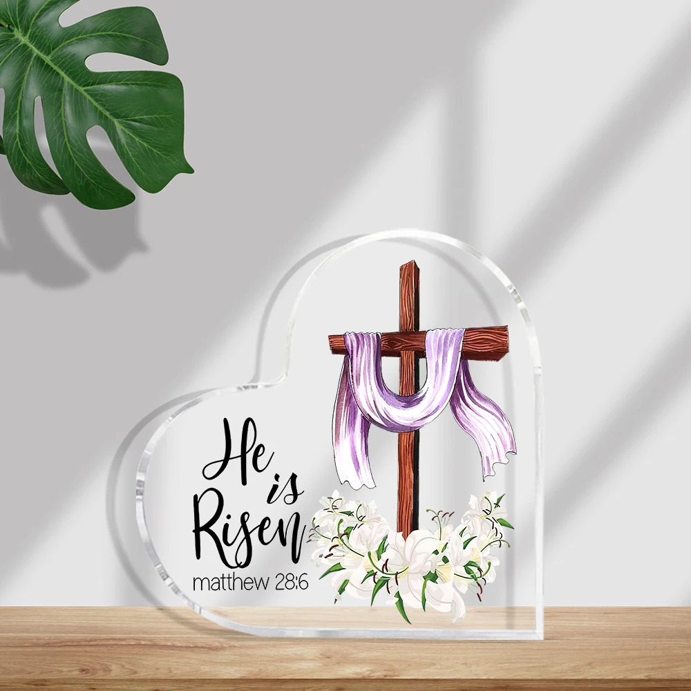 Christian Easter Heart Acrylic Decor | 