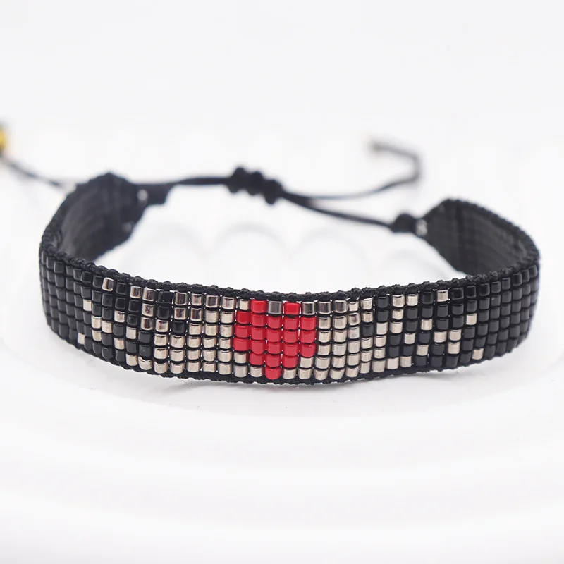 Beaded bracelet Originality Heart-shaped Design Hand knitting Adjustable Bohemia Tide Simple Rice bead bracelet