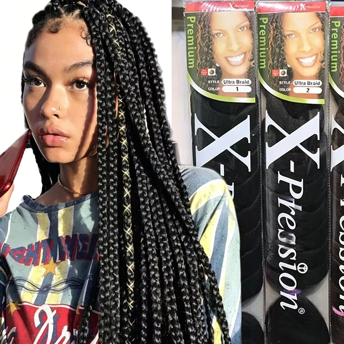 

Synthetic 41inch African black crochet big braid dirty braid wig Jumbo braid hair high temperature silk braided hair extension