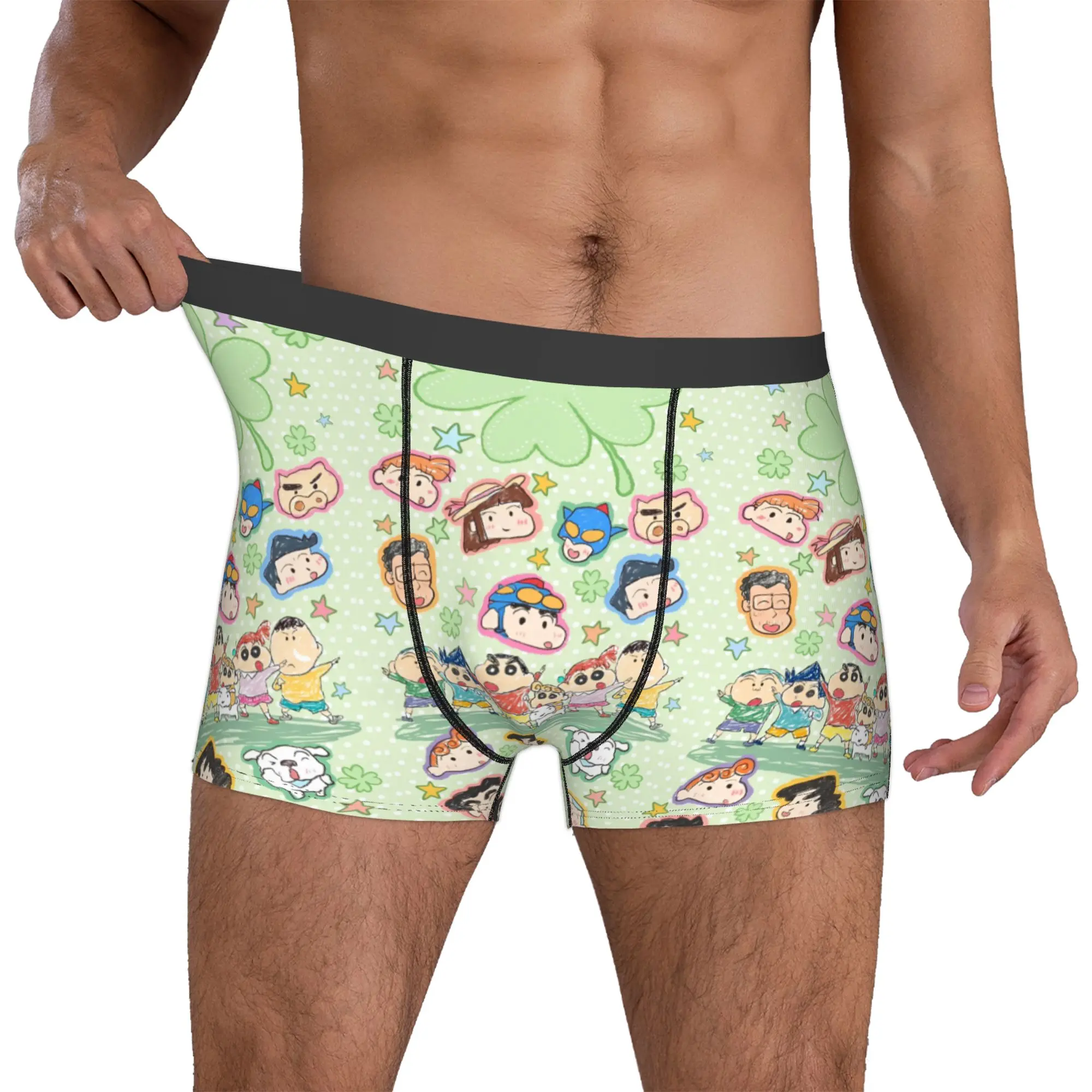 Ropa interior personalizada C-Crayones Shin-chanes para hombre, calzoncillos tipo bóxer con estampado, calzoncillos suaves