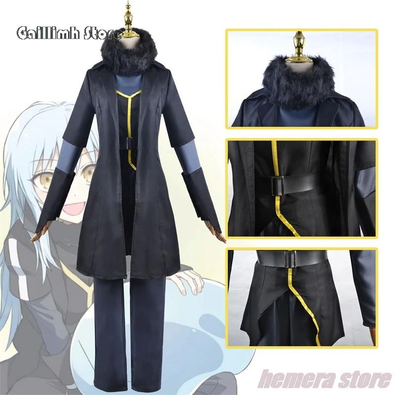 

Костюм для косплея из аниме «I Get Reincarnated As A Slime Rimuru Tempest», униформа на Хэллоуин, Тренч, парик, маска, набор