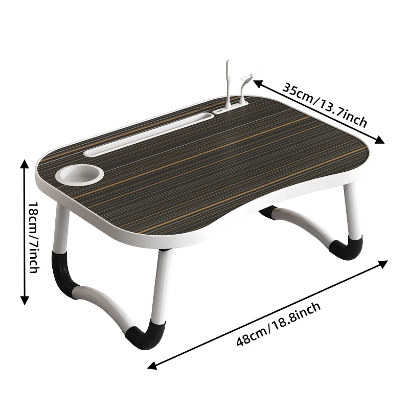 مكتب سرير للكمبيوتر المحمول، مكتب كمبيوتر محمول قابل للطي مع أدراج/USB/أضواء صغيرة/مروحة، مكتب سرير دراسة، أريكة/مكتب مكتب أرضي، مناسب لـ #5