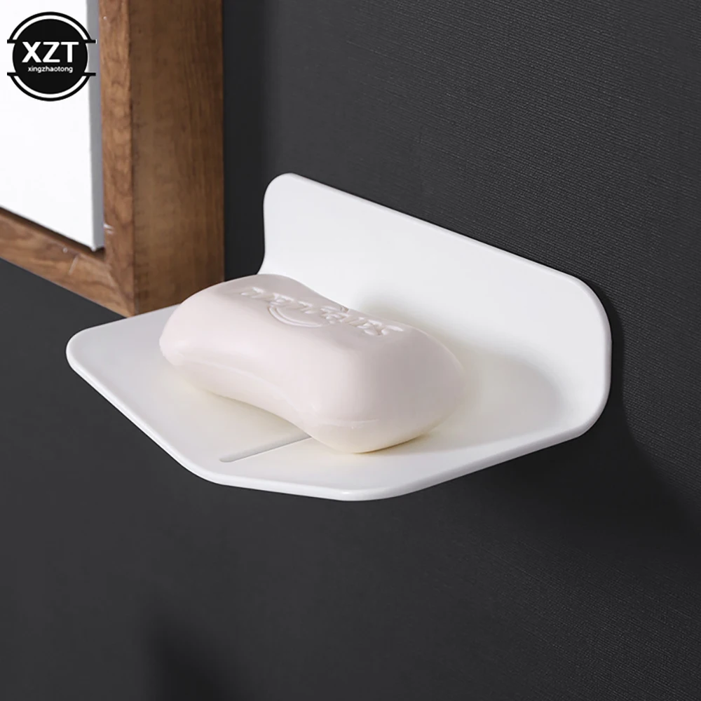 1PCS Wall Mounted Soap Holder V-shaped Bathroom Self-adhesive Soap Sponge Dish Storage Box Tray Bathroom Supplies