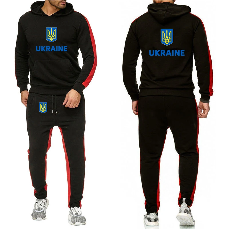 

Ukraine Flag Graphic Football Men's solid-color suits are suitable for spring and autumn hoodies jacket