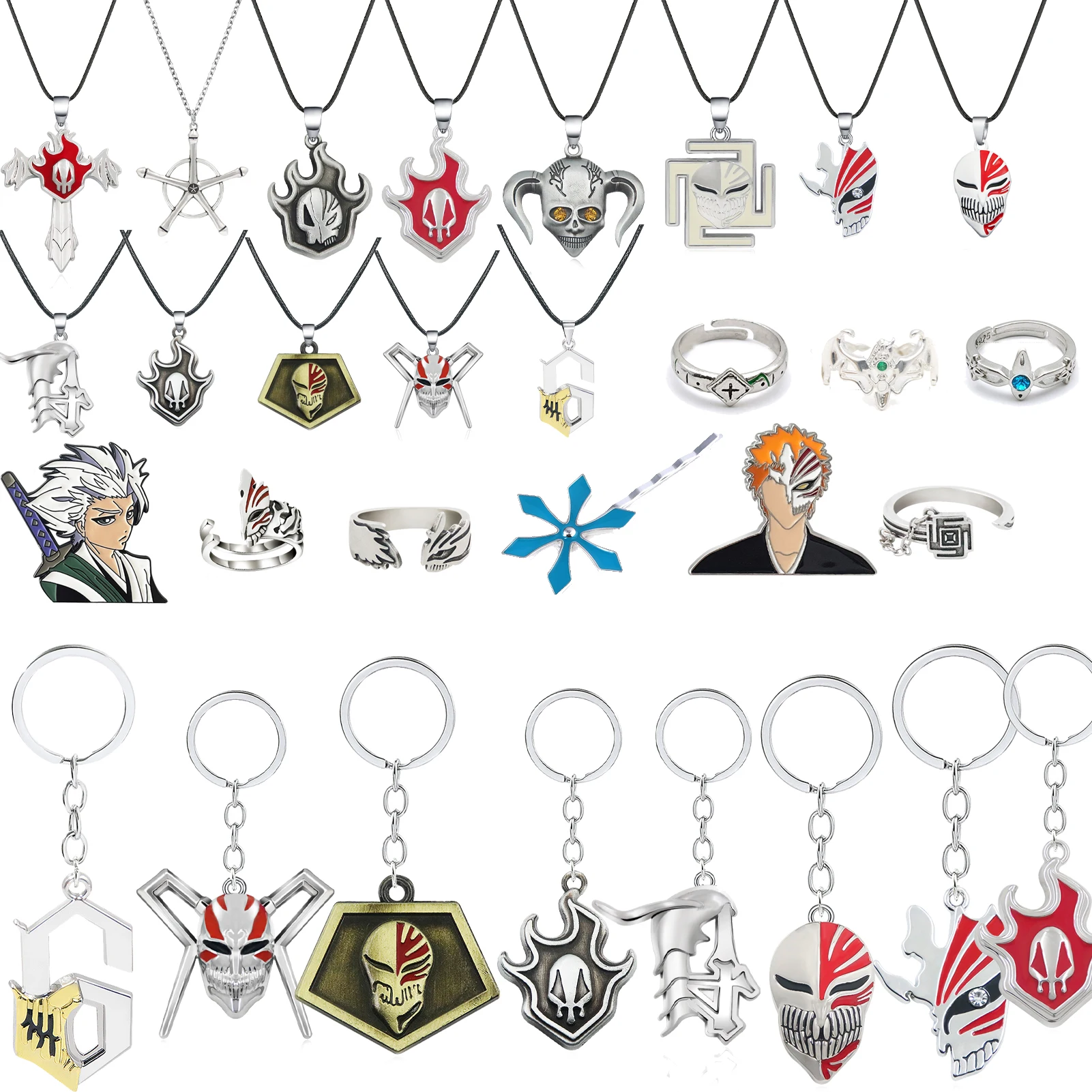 Anime BLEACH: llaveros de guerra de sangre de mil años Kurosaki Ichigo Zangetsu llavero con colgante de arma llavero para hombres joyería fresca