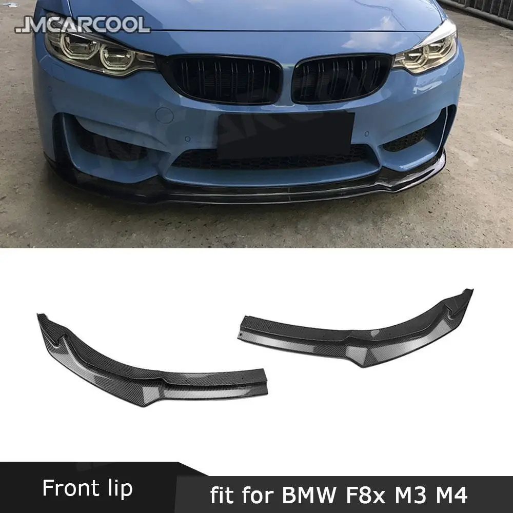 

F8x 2PCS Carbon Car Front Bumper Lip Splitter Chin Cover Trim Spoiler for BMW 3 4 Series F80 M3 F82 F83 M4 2015-2020 Gloss Black