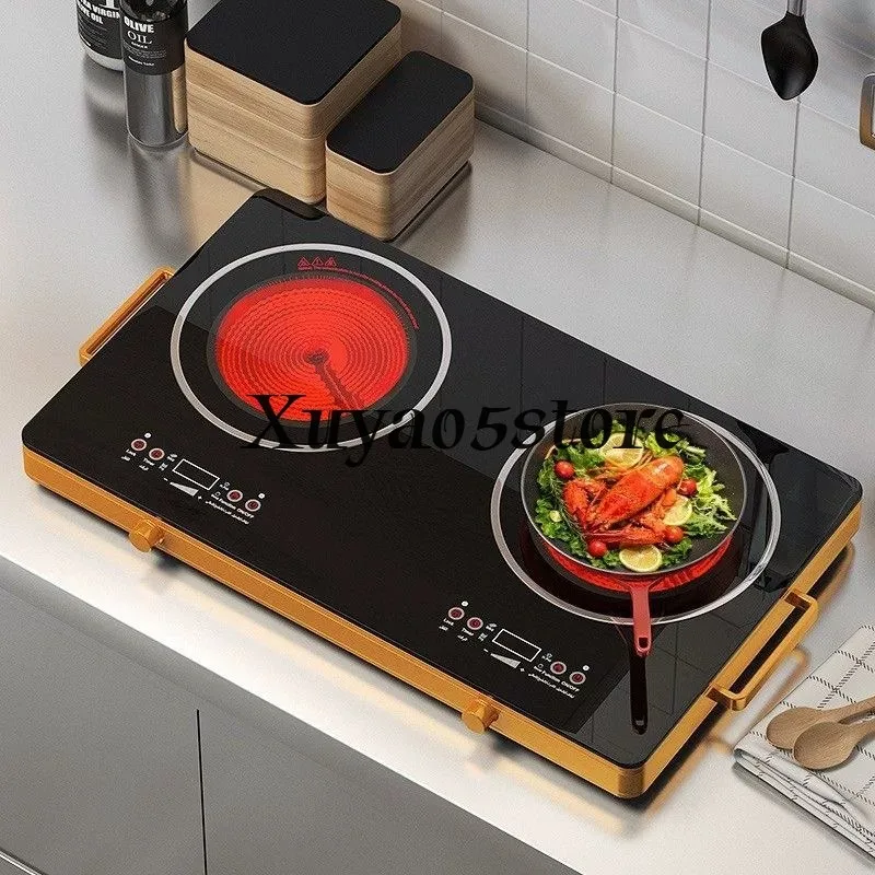 Double head double stove electric ceramic stove household induction cooker three eyes infrared desktop high power English