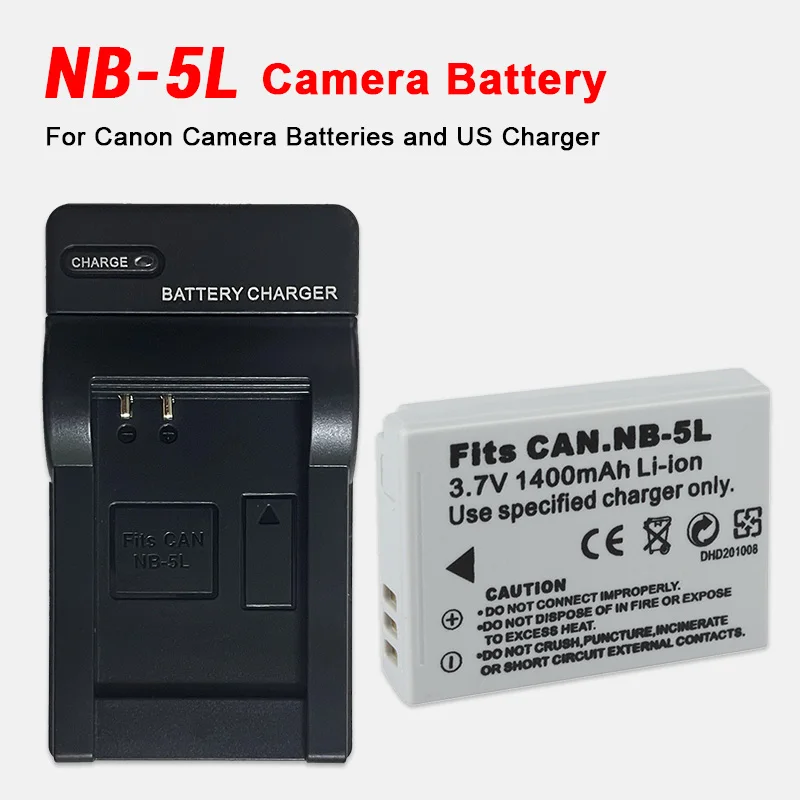 NB-5L NB 5L Camera Battery for Canon Powershot S100 S110 SD 700 790 800 850 880 890 990 SX200 SX210 IS Batteries + US Charger