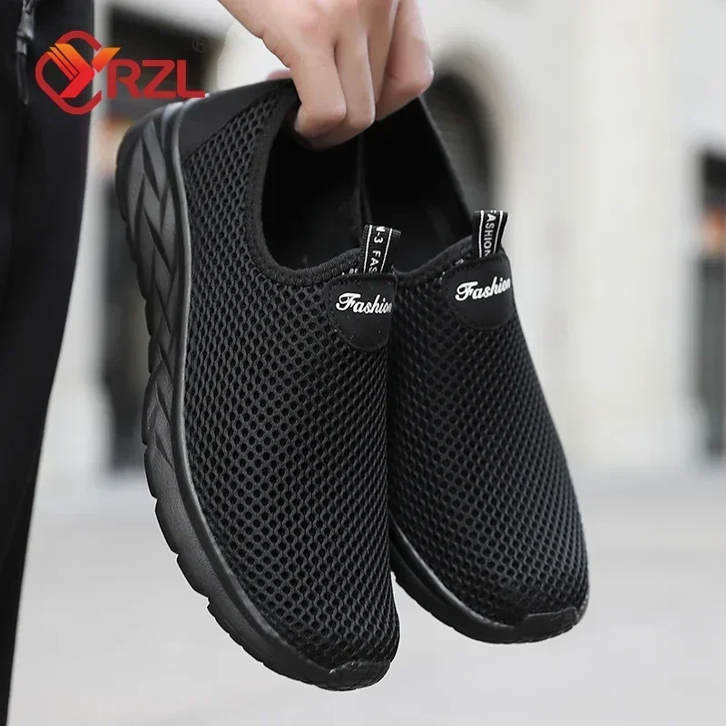 YRZLผู้ชายรองเท้าสบายๆน้ําหนักเบาสบายกลางแจ้งชายเดินรองเท้าตาข่ายLoafers Anti-Slipรองเท้าผ้าใบSlipบนLoafersผู้ชาย