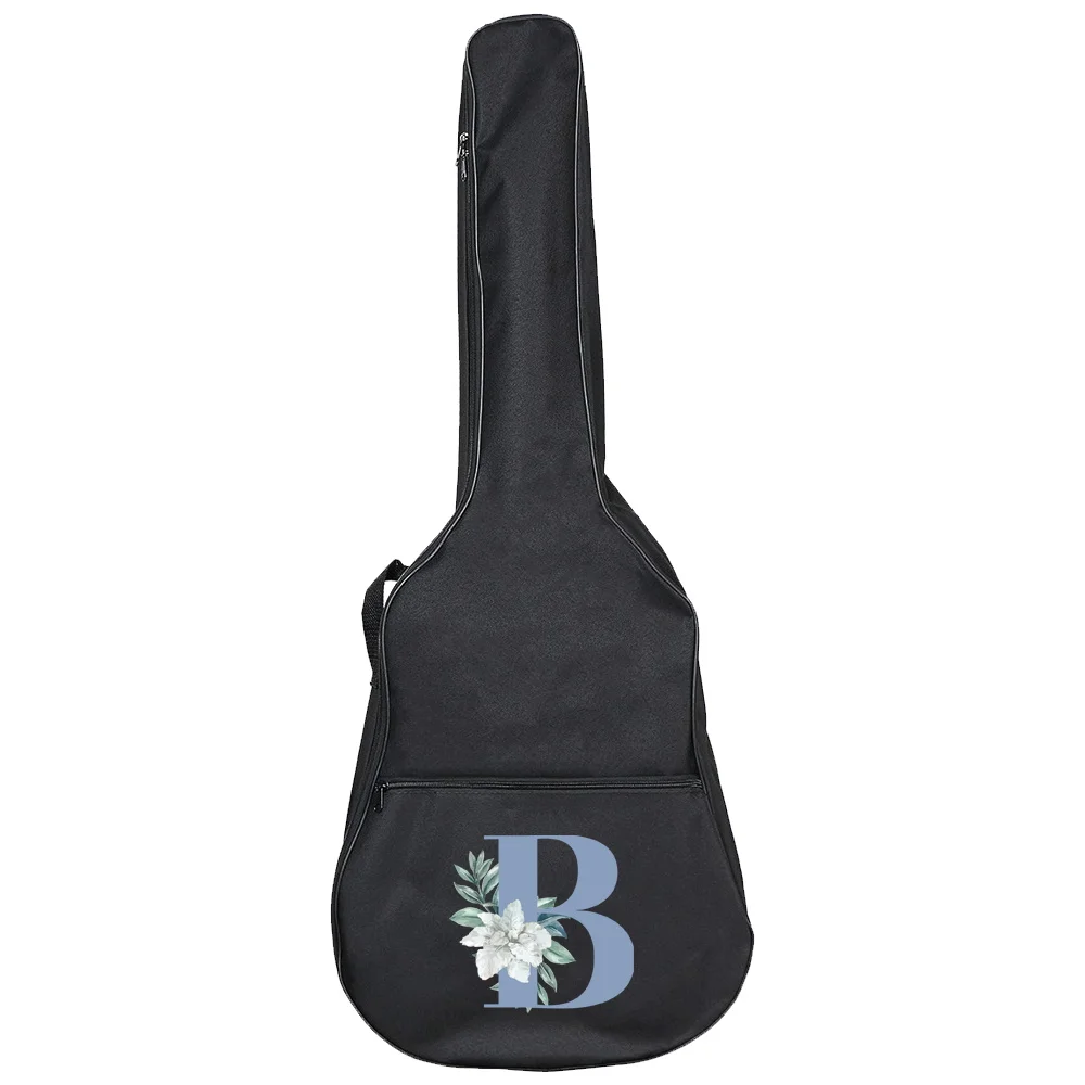 Portable Electric Guitar Case Black Guitar Bag 31-41 Inch Classic Acoustic Guitar Cover Case Blue Letter Pattern Series BackpacK