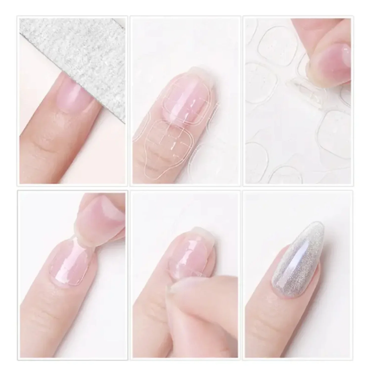 Fake Double Sided Nail Sticker with Glitter and Rhinestone Decorations for Long Lasting and Glamorous Manicures