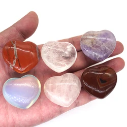 40*35MM Love Heart Shaped Stones Natural Quartz Crystal Carved Energy Chakra Massage Healing Reiki Palm Worry Gemstones Decor