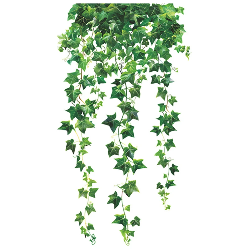 Green Vine Leafy Vinyl Mural Stickers on the Room Door Wall for Home Decoration Fresh Scenery Wallpaper