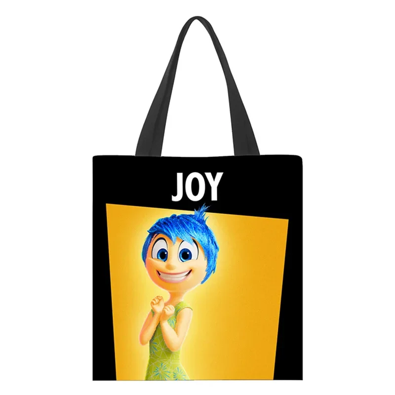 Disney-Impresso Canvas Shopping Bag, Inside Out 2, Alegria Passness Raiva Repulsa Medo, Ansiedade Inveja, Bolsa de Ombro do Estudante