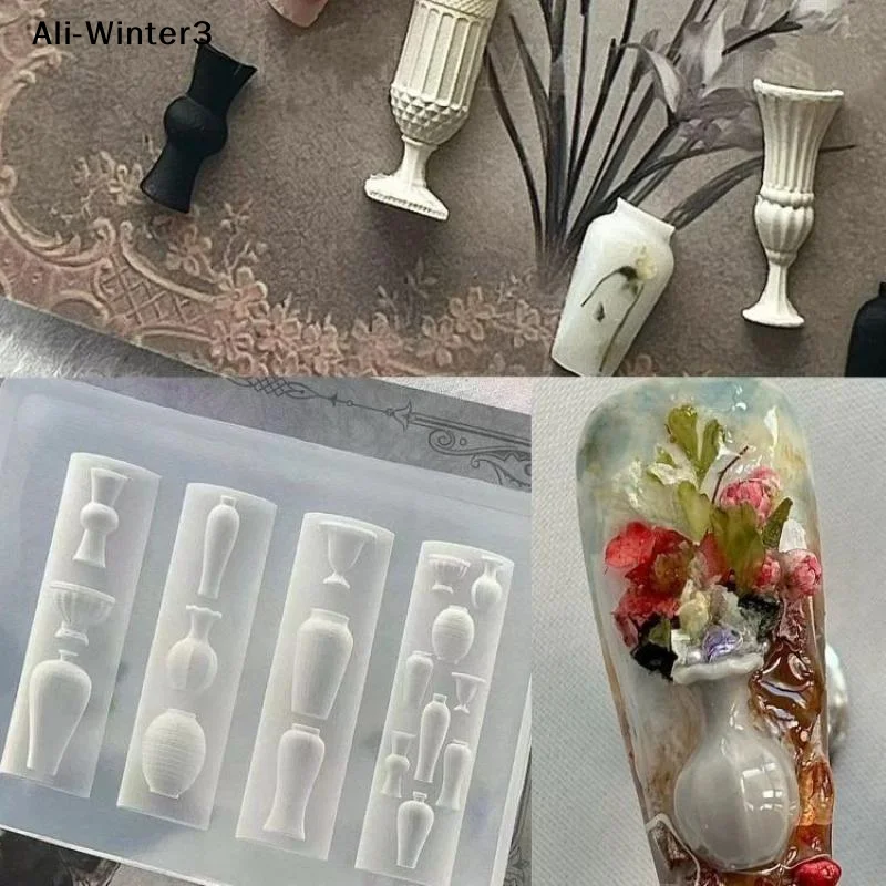 

Винтажная фарфоровая ваза, 3D силиконовая форма для ногтей, для создания украшений, декораций для ногтей, мягкая форма для стемпинга, инструменты для дизайна маникюра