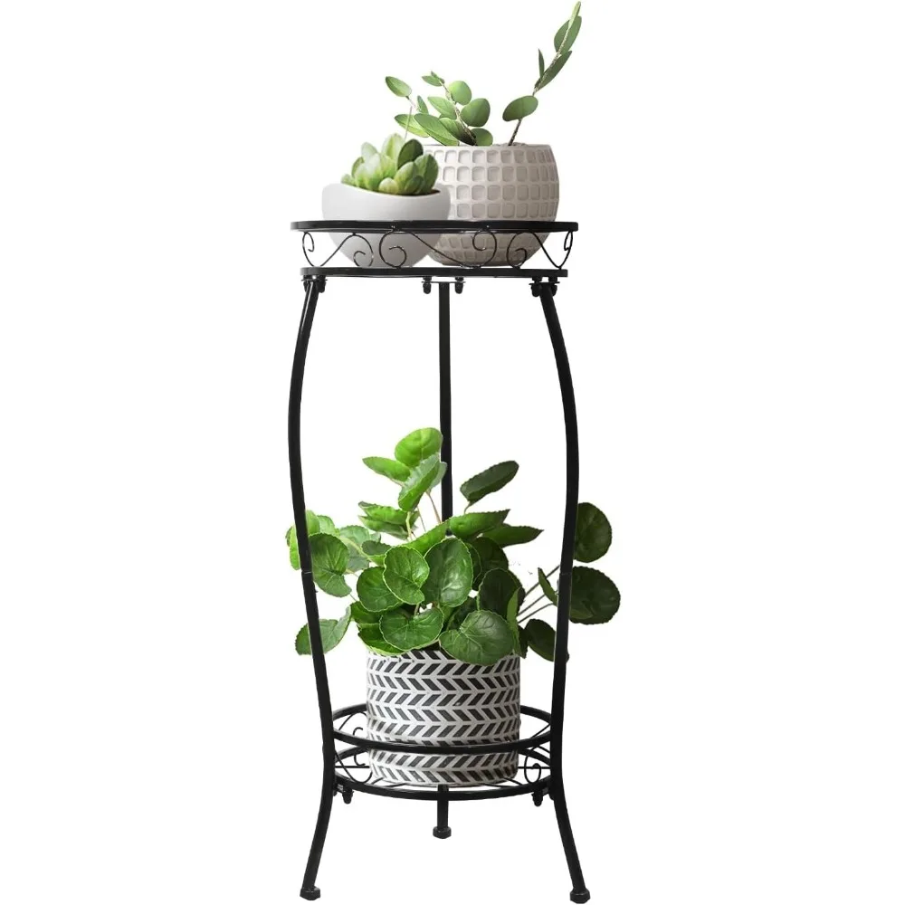 

Plant Stand Indoor Outdoor 2 Tier 27" Tall Metal Potted Holder Rack Flower Pot Stand Heavy Duty Plant Shelf Rustproof Iron Multi