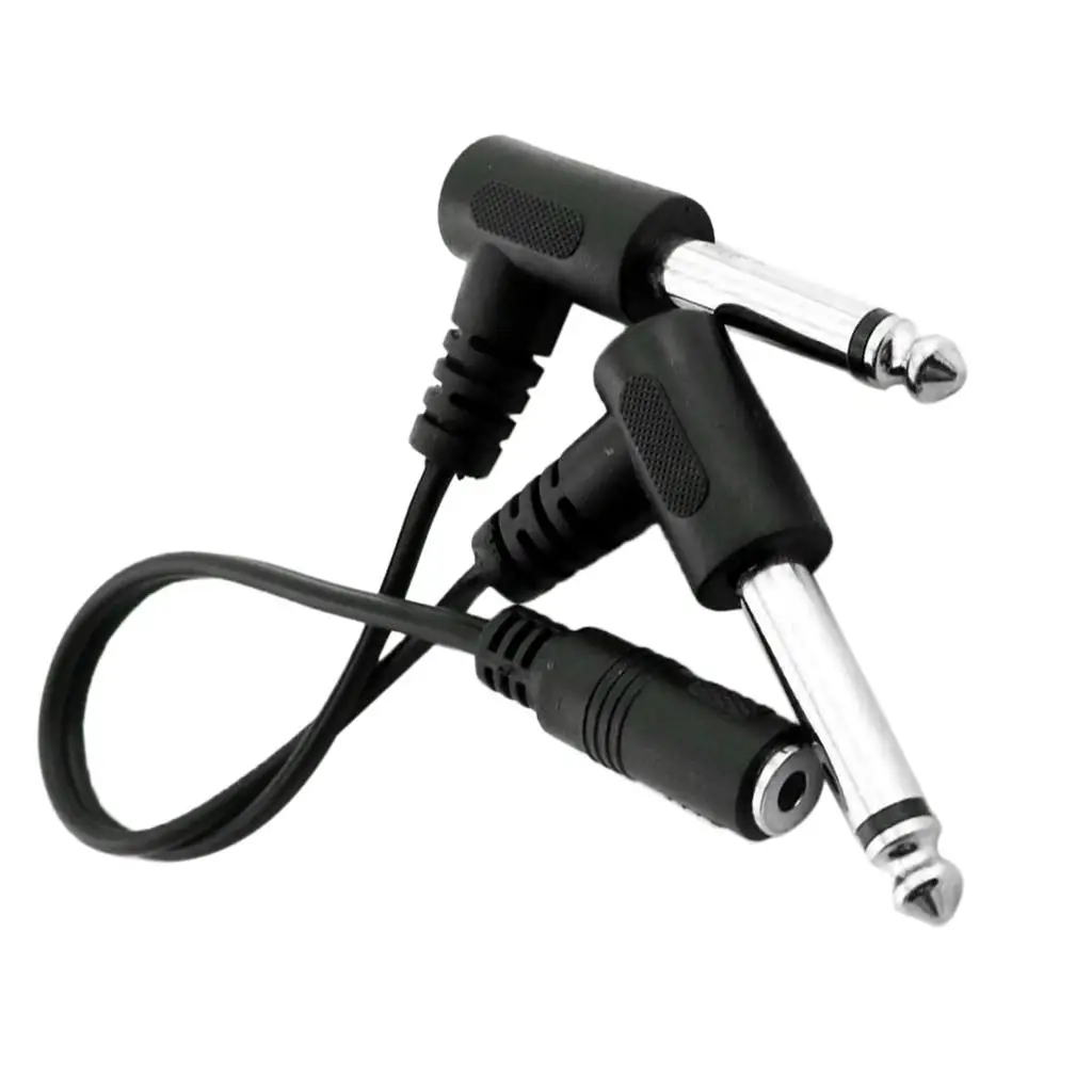 Stereo Audio Splitter Cable 3.5mm Female to 2x 6.35mm Male Molded Mono Connector Plastic for Headphone Amplifier