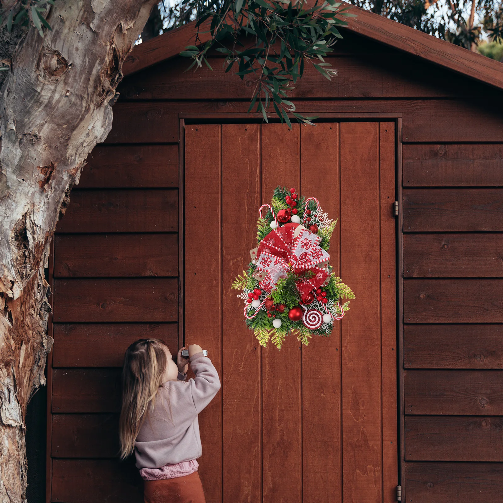 

Christmas Candy Hanging Tree Pendant Xmas Upside Down Decoration For Door Wall Stair Rail Window Party Decorations Holiday