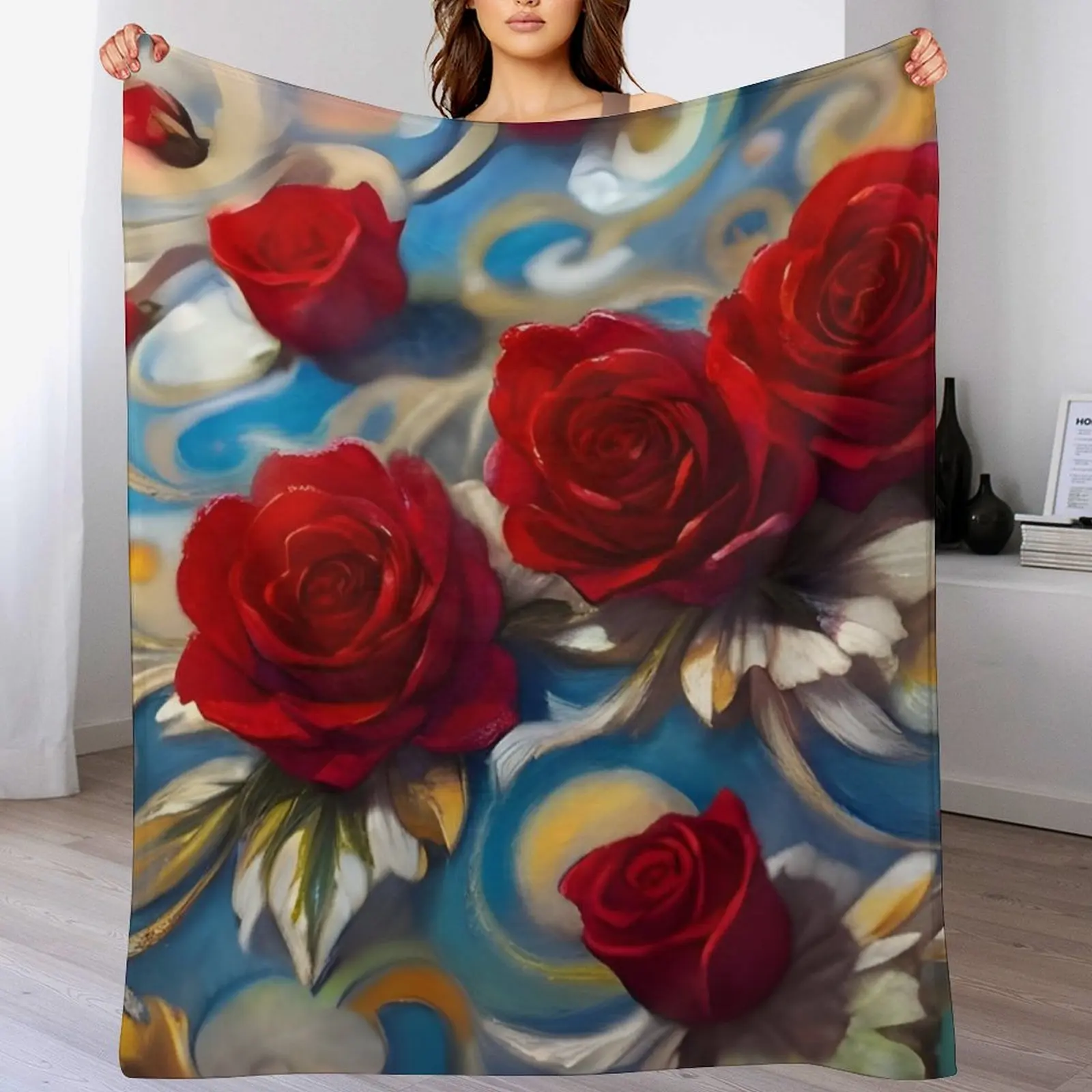 

Vibrant Floral Design Throw Blanket bed plaid Weighted Giant Sofa cosplay anime Blankets