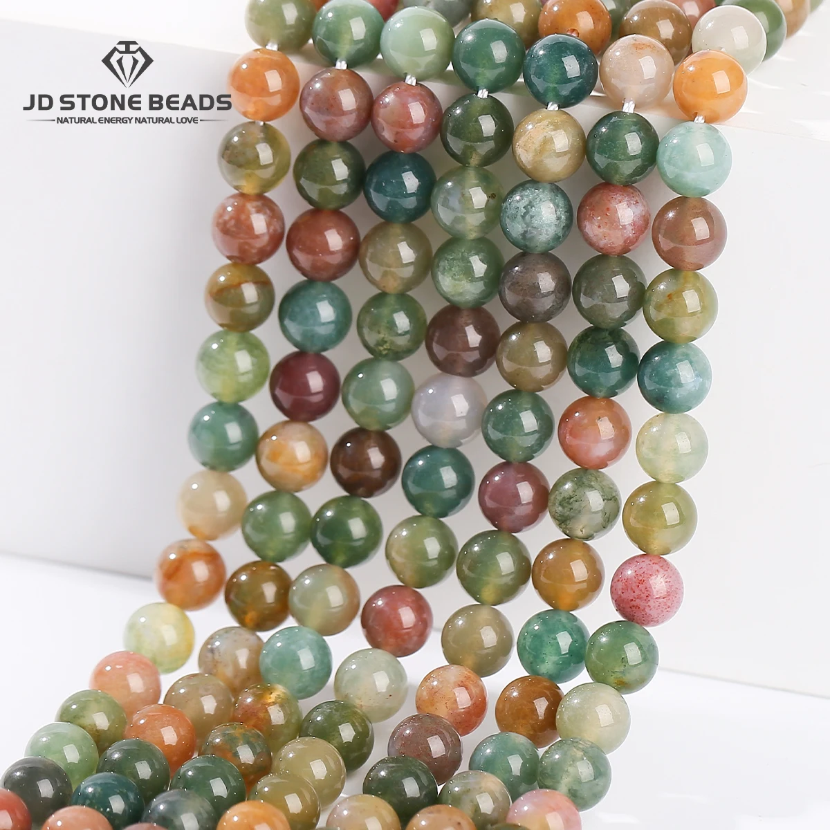 

4 6 8 10mm Natural Mixed Colorful Indian Agate Bead Round Loose Spacer Bead for Jewelry Making DIY Bracelets Necklace Accessory