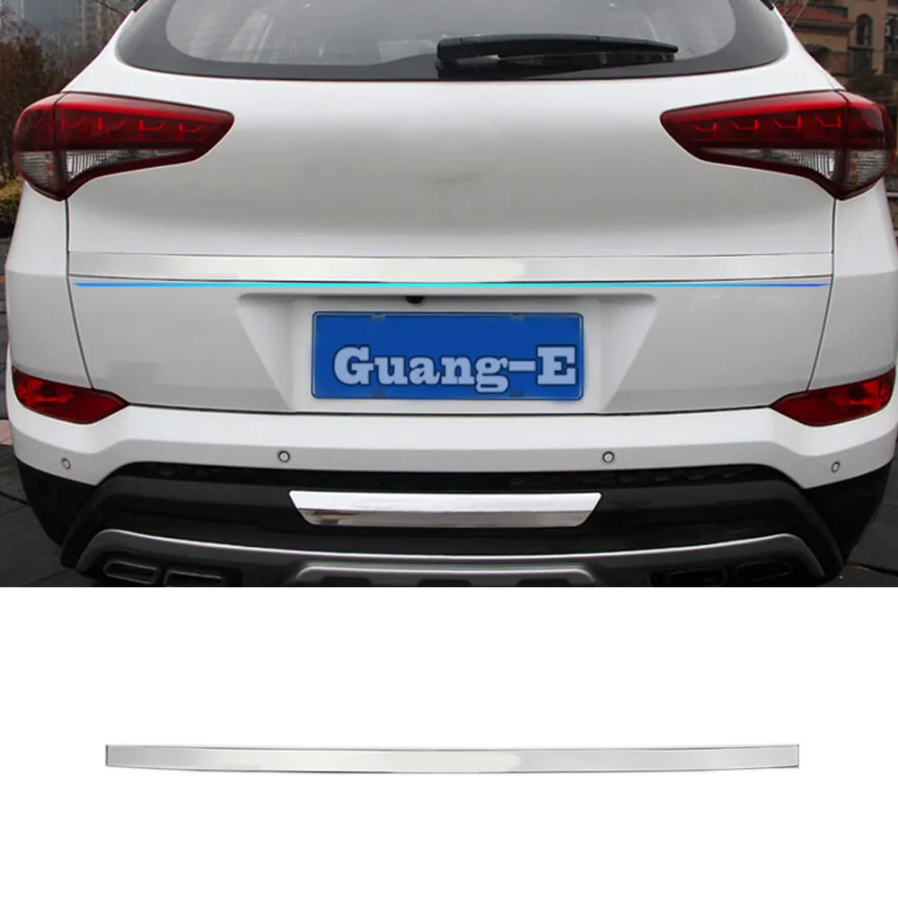 

Для Hyundai Tucson 2015 2016 2017 2018 2019 Стайлинг из нержавеющей стали задняя дверь багажника рама пластина багажника задняя нижняя отделка 1 шт.