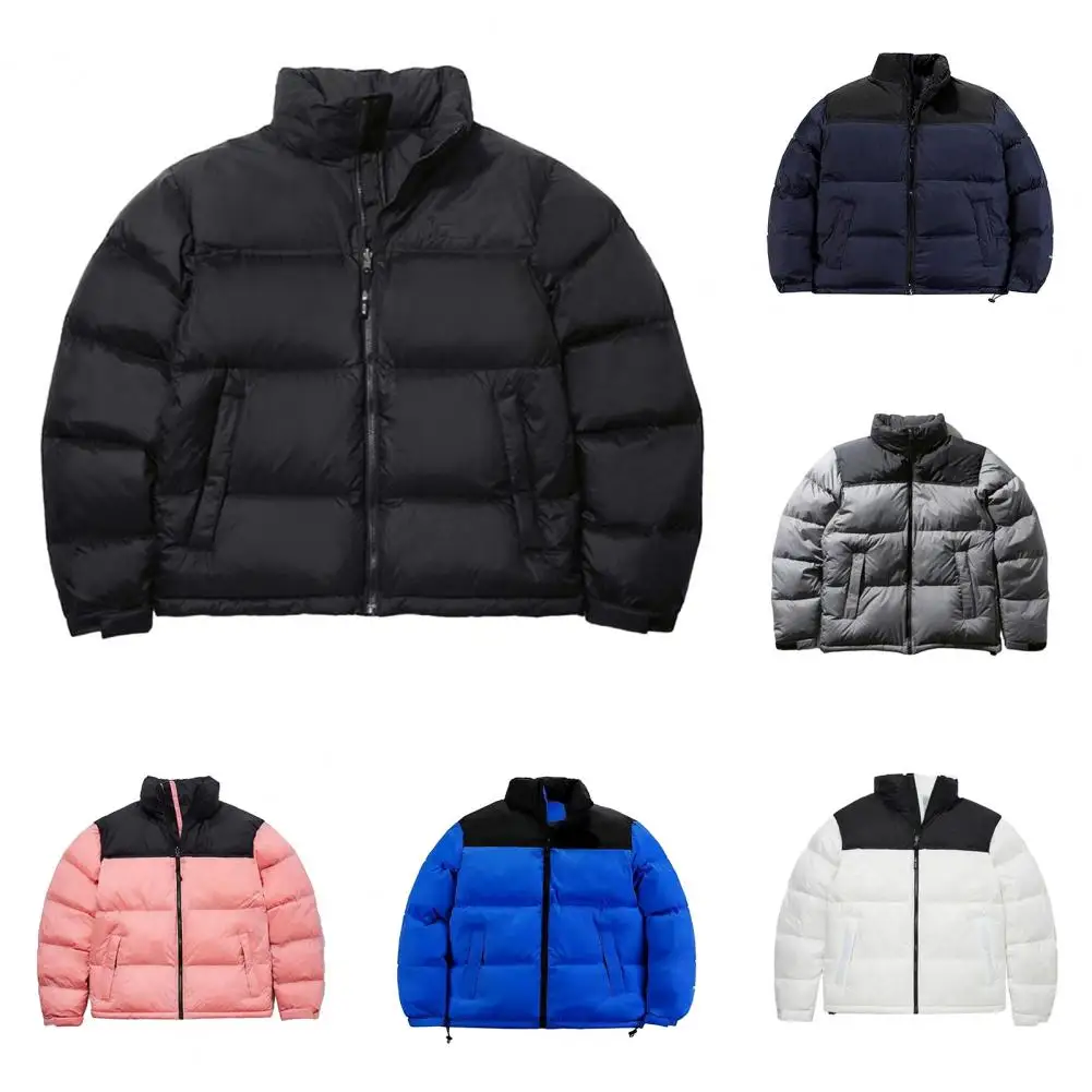 Men Down Jacket Men's Cotton Quilted Coat With Stand Collar Zipper Placket Windproof Outwear Jacket With Pockets For Winter