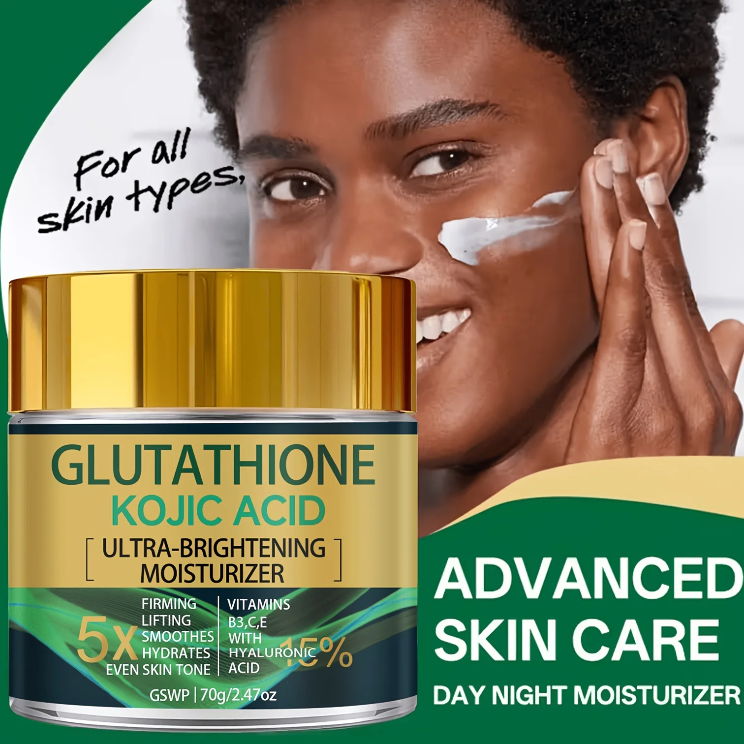 

GSWP Glutathione Kojic Acid Moisturizer cream，refreshing and non-greasy, a gift in summer, Contains Hyaluronic Acid.70g/140g
