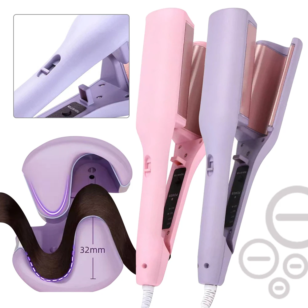 32MM Hair Curler Adjustable Curling Iron Egg Roll Lasting Styling Fast Heating Big Waves Hair Crimper for All Hair Types