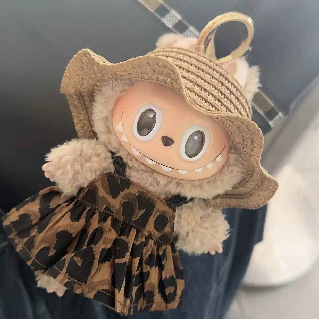 ملابس الدمية الصغيرة إكسسوارات الزي لـ 15-17 سنتيمتر Ropa Labubu و10 سنتيمتر دمية القطن ليوبارد طباعة تنورة قبعة حذاء الملابس