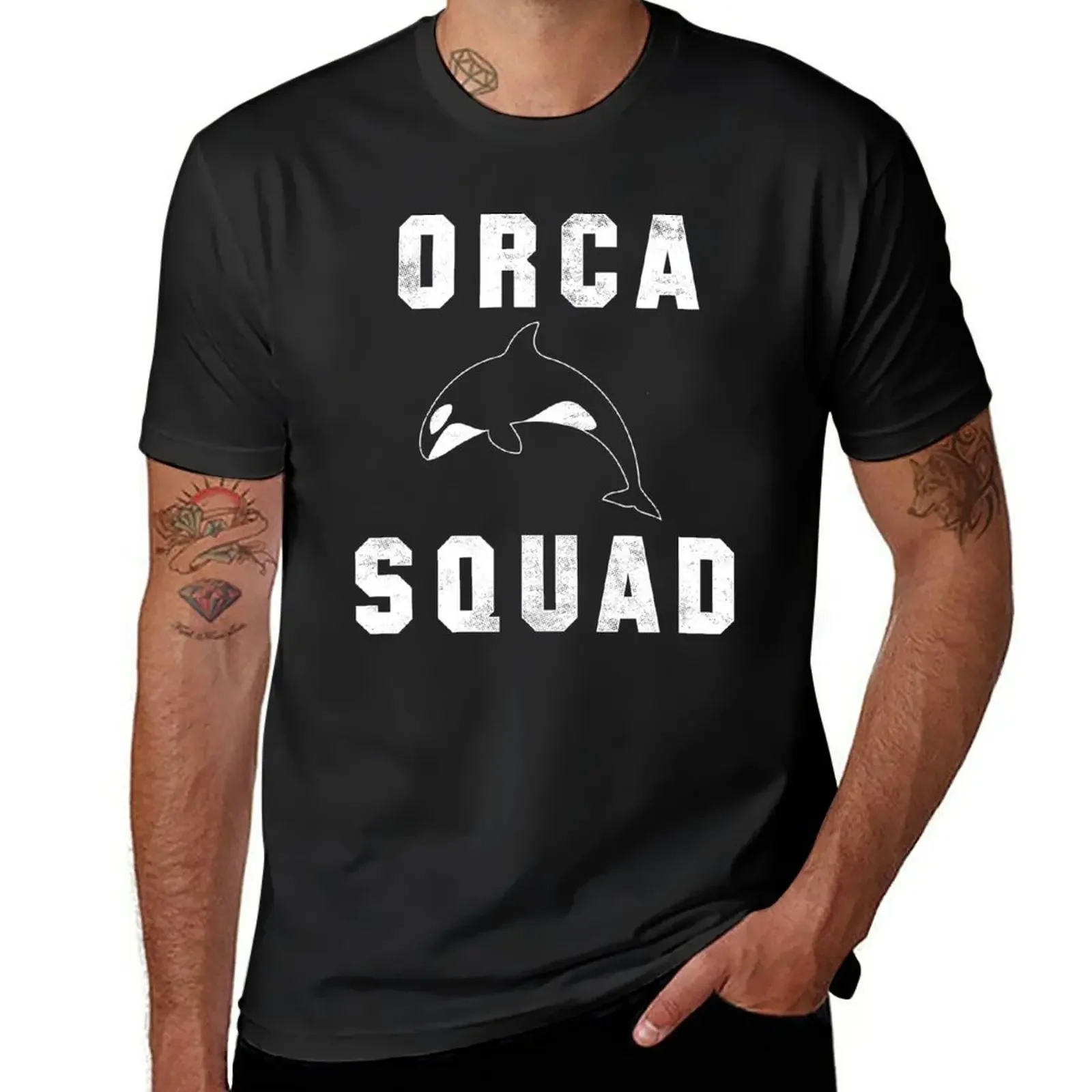 graphics t shirt graphic t shirts Short sleeve man clothes fitted t shirts for men New Orca Squad - White Ink Edition T-Shirt