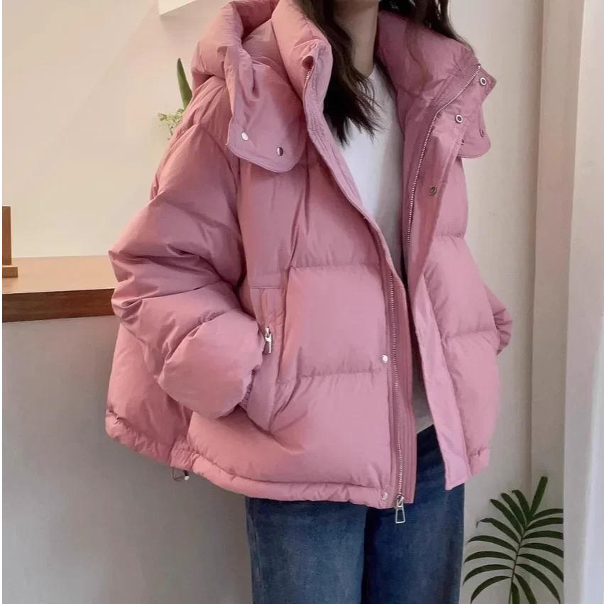 2026 Autumn/Winter New Korean Loose Cotton Jacket Women's Thick Warm Hooded Coat Female Solid Short Casual Cotton Parker Jackets