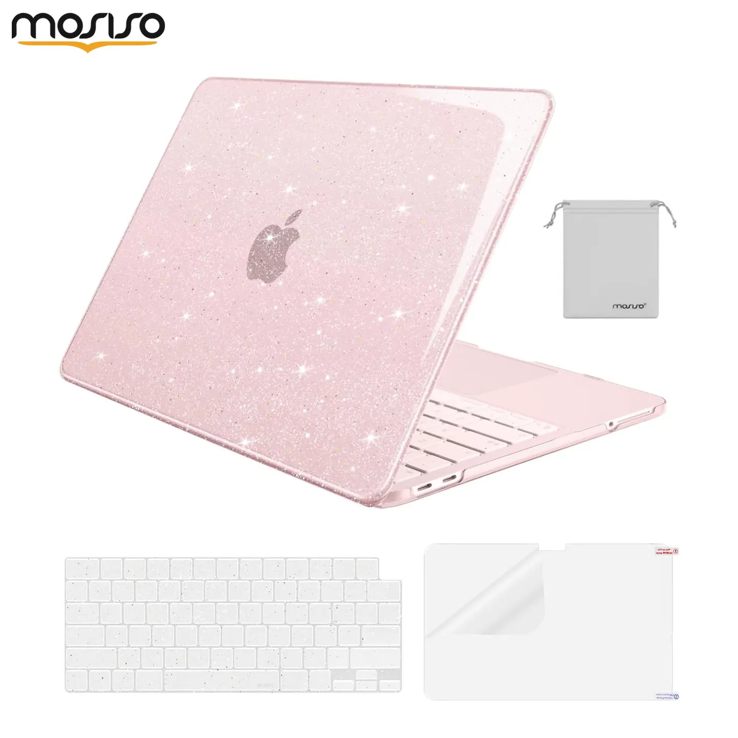 MOSISO Starry-Sky Fine-Glitter Translucent Hard Shell for MacBook Neo A3404, Apple Laptop, Third-Party Accessory, Non-Apple Made
