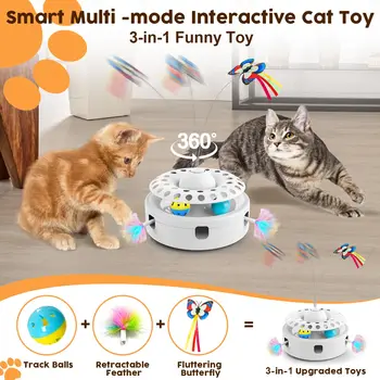 3 in 1 Electric Butterfly Cat Toy Interactive Cat Balls Track Electronic Cats Toy Automatic Cat Puzzle Toy For Indoor Cats 2
