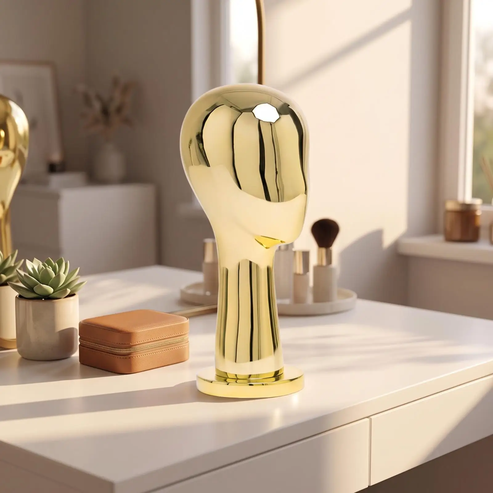 Durable Display Mannequin Head with Polished Finish and Round Base for Showcasing Headwear and Fashion Jewelry