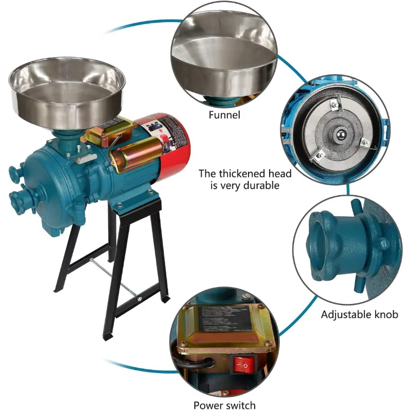 مطحنة الحبوب الكهربائية الرطبة والجافة بقدرة 3000 وات من أبورون - آلة طحن الذرة والقمح والأرز |   مطحنة الدقيق |   مولينو دي مايز إليكتريكو