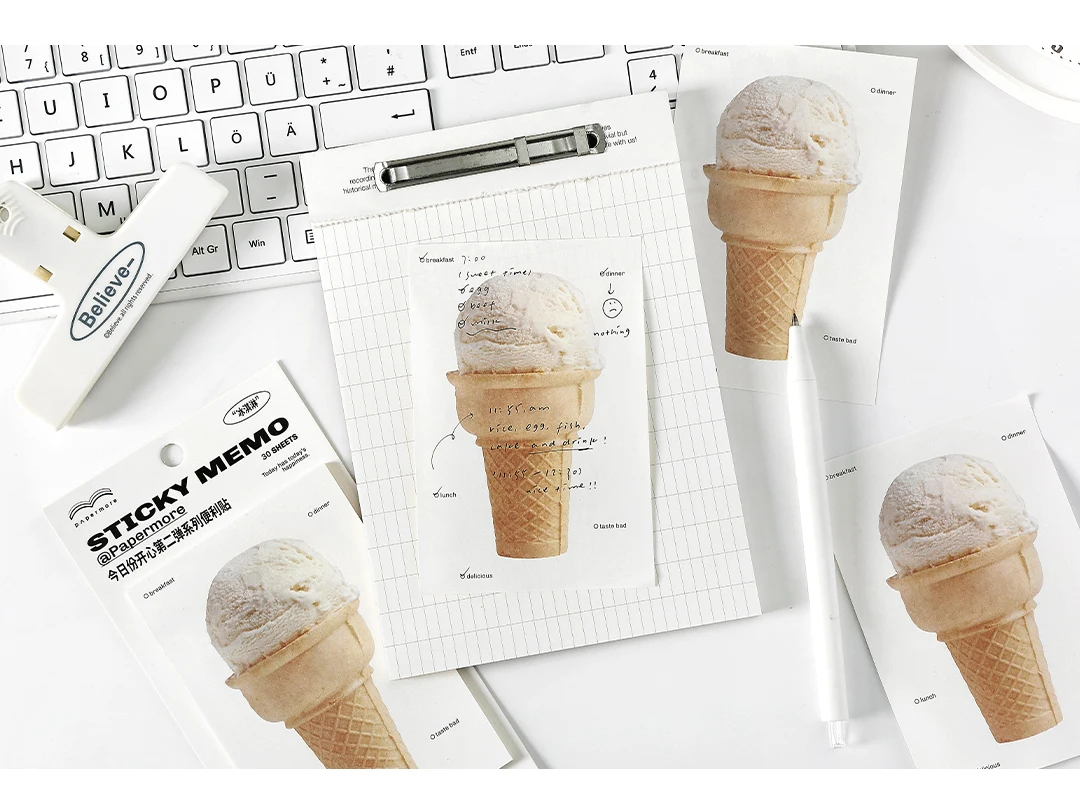 Niedlicher Gelato-Schleifenknoten Haftnotizblock Selbstklebendes Schreibpapier Schul-Bastelbedarf Notizbuch Schreibwaren Dekoration – Detail 25
