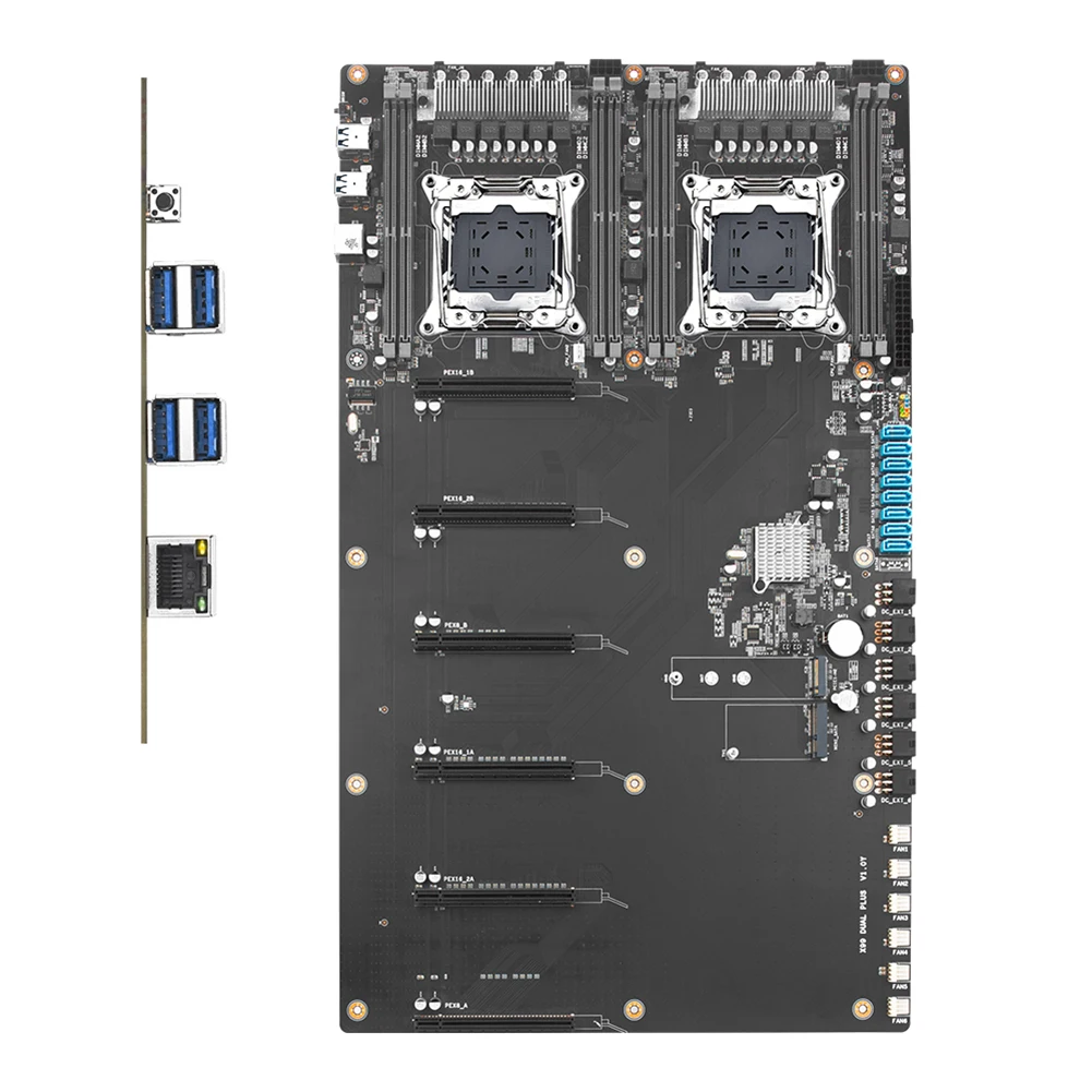 X99 듀얼 플러스 마이닝 마더보드, DDR4 RAM 256GB LGA 2011-3 V3/V4 CPU 소켓 컴퓨터 마더보드 지원, 4 * USB3.0 4 * PCIe3.0 X