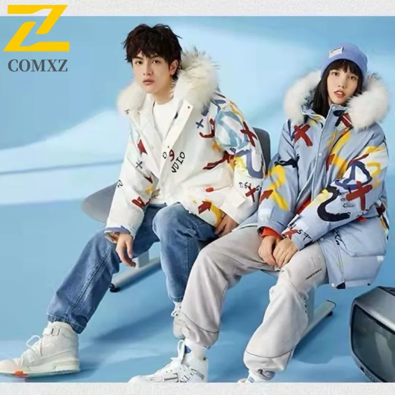 COMXZ Men's Padded Jacket Trendy Hooded Thick Travel Trip Cold Resistance Daily Outing Down Jacket High Quality Winter Padding