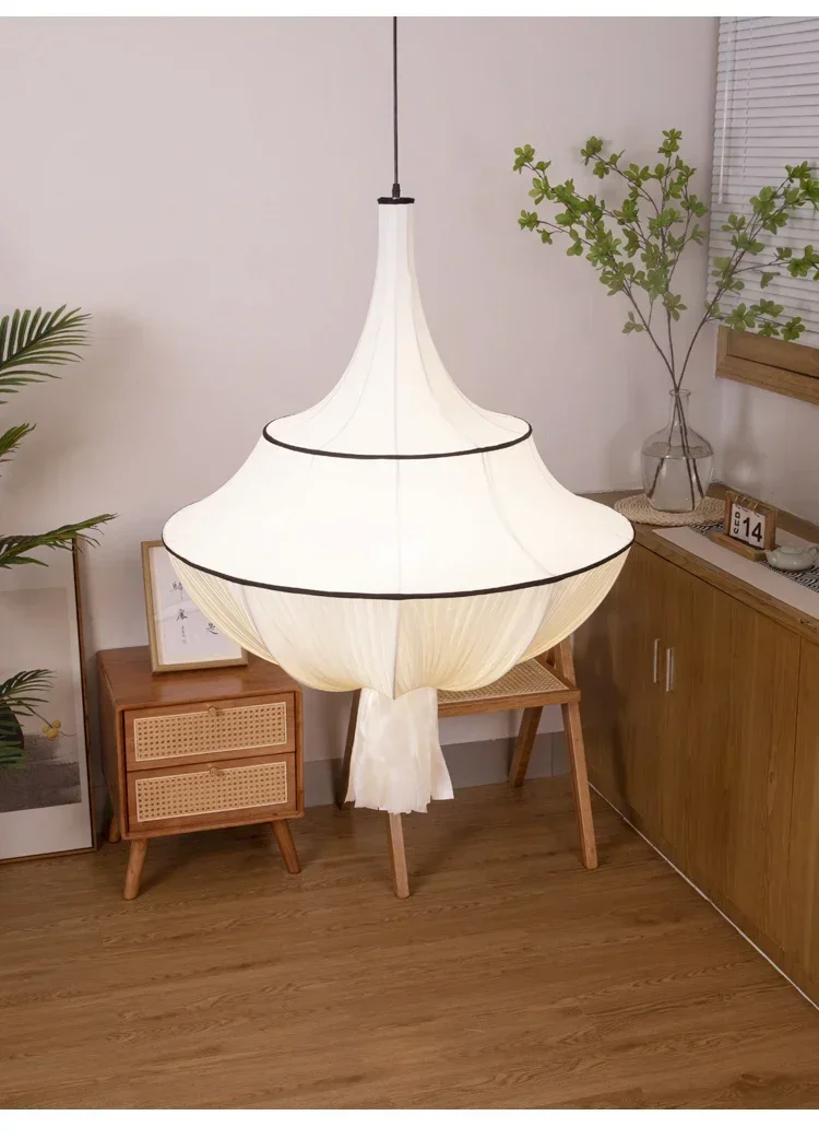

French retro fabric LED pendant light, suitable for living room, dining room, bedroom, attic ceiling pendant light YX603TB